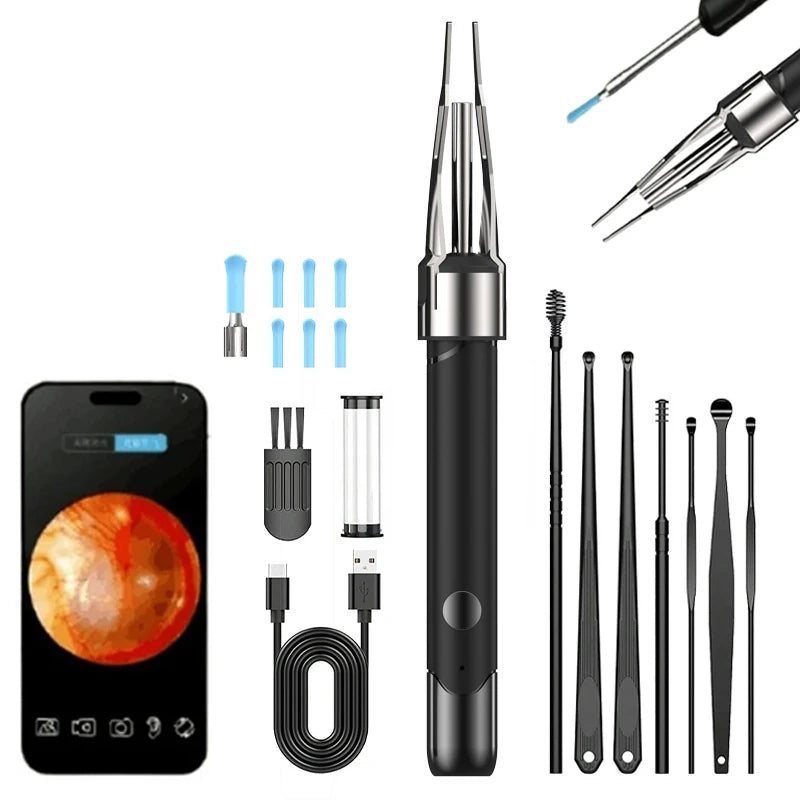Smart Visual Ear Wax Removal Kit with HD Camera | Wireless Rechargeable Ear Cleaner with Soft Silicone Tips | Mobile App Compatible for Android & iOS