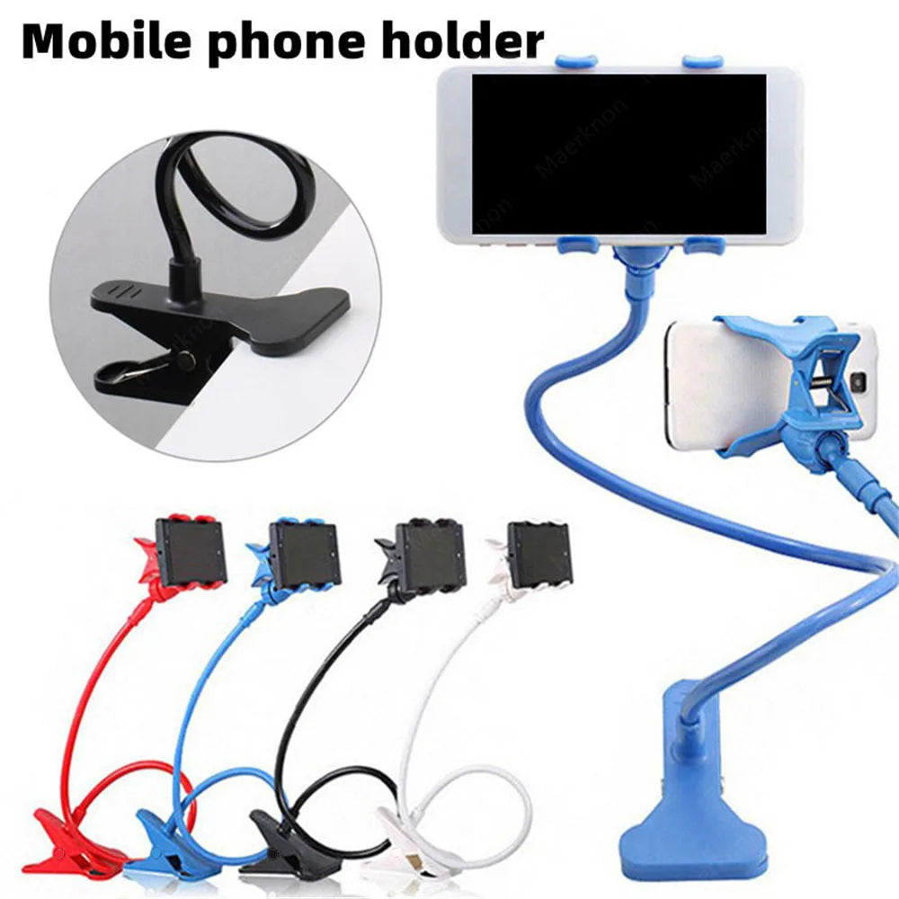 Universal Flexible Phone Stand Holder | Adjustable Snake-Arm Mobile Clip Mount | Hands-Free Phone Holder for Desk, Bed, Dashboard & More