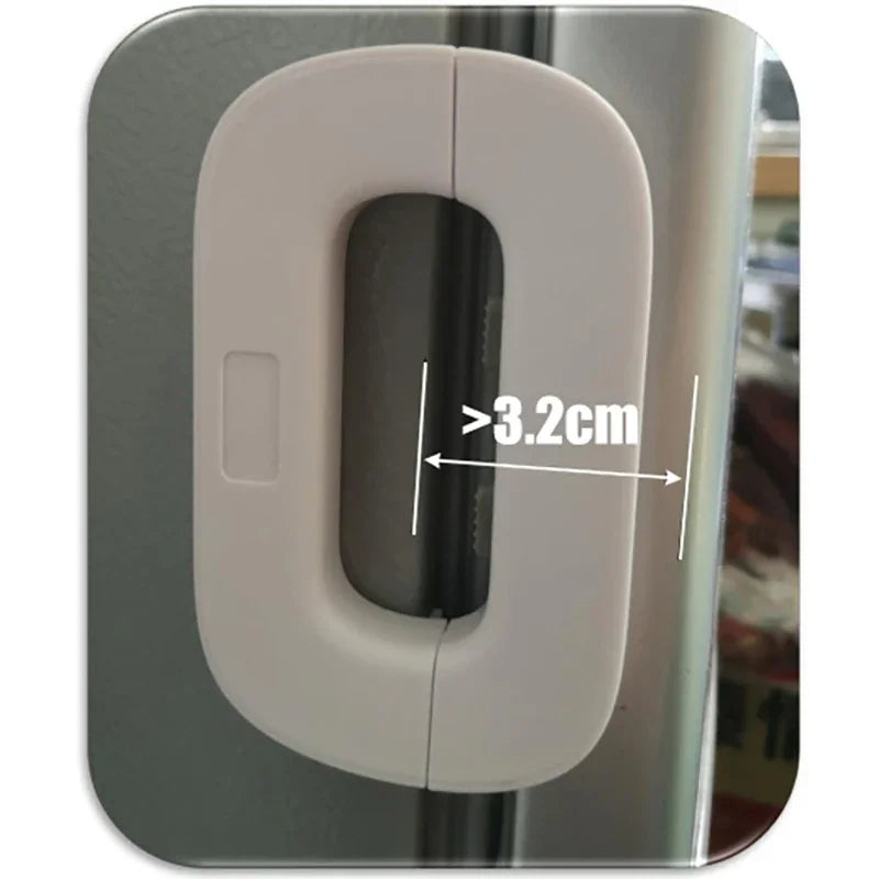 Premium Fridge & Refrigerator Door Lock for Child Safety | Self-Adhesive Double-Press Lock | Baby-Proof Cabinet & Freezer Safety Lock for Home Kitchen