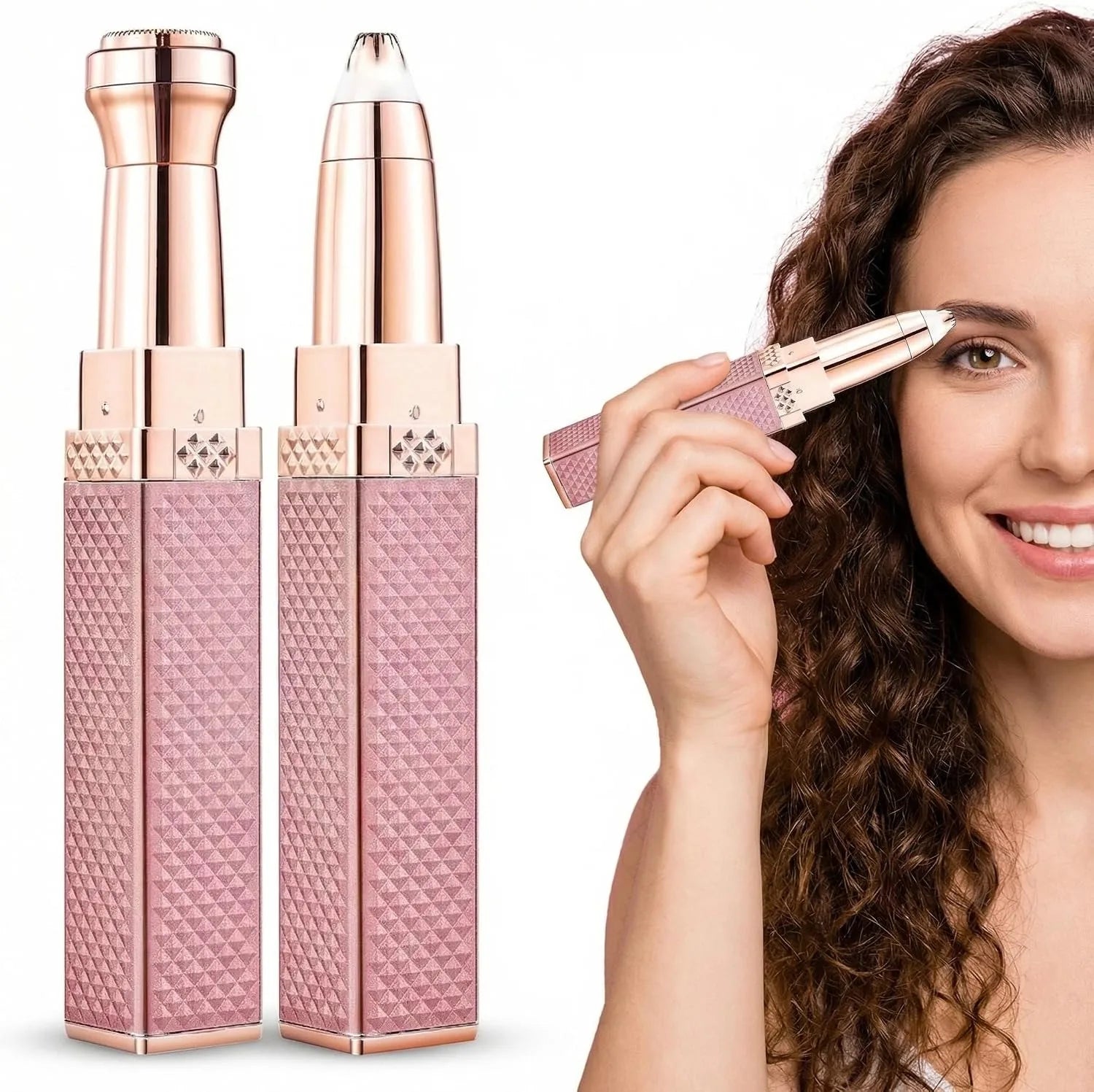 2-in-1 Rechargeable Eyebrow Trimmer & Facial Hair Remover with LED | Painless Precision Electric Shaver for Women | Portable Face & Brow Grooming Tool