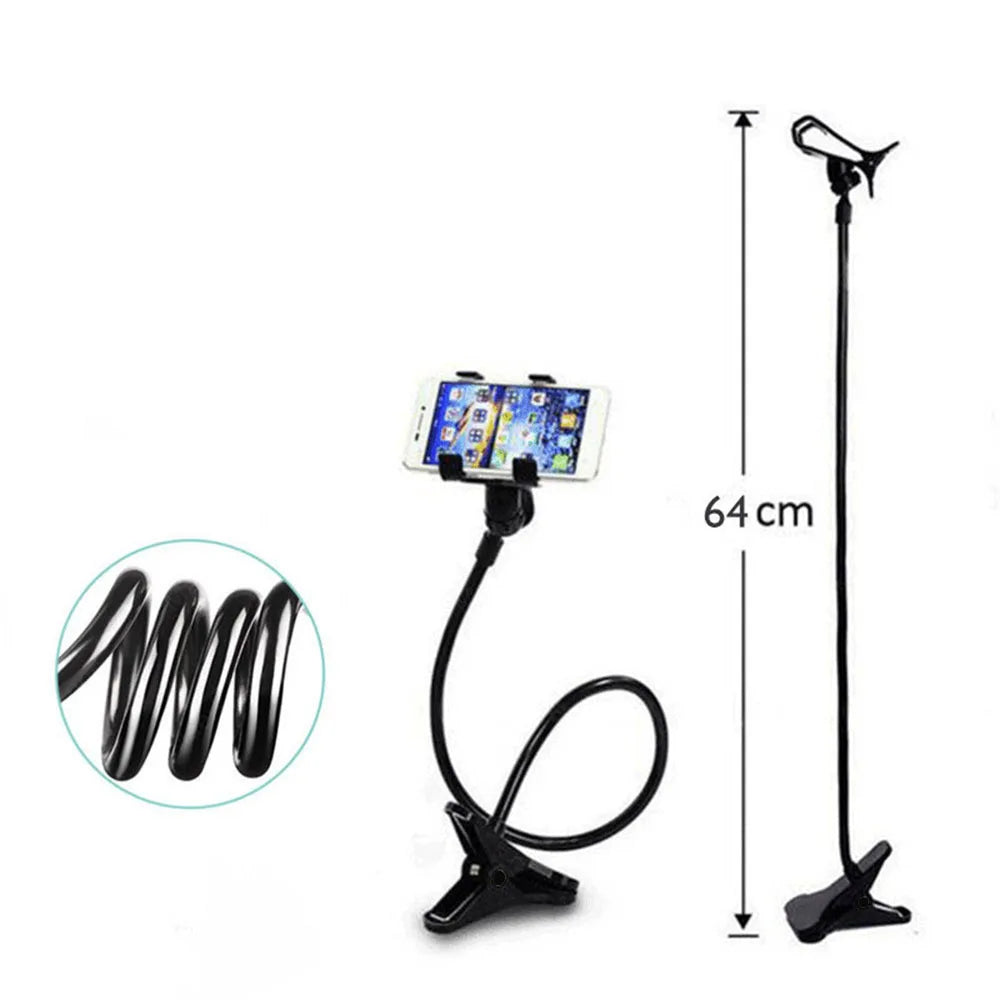 Universal Flexible Phone Stand Holder | Adjustable Snake-Arm Mobile Clip Mount | Hands-Free Phone Holder for Desk, Bed, Dashboard & More