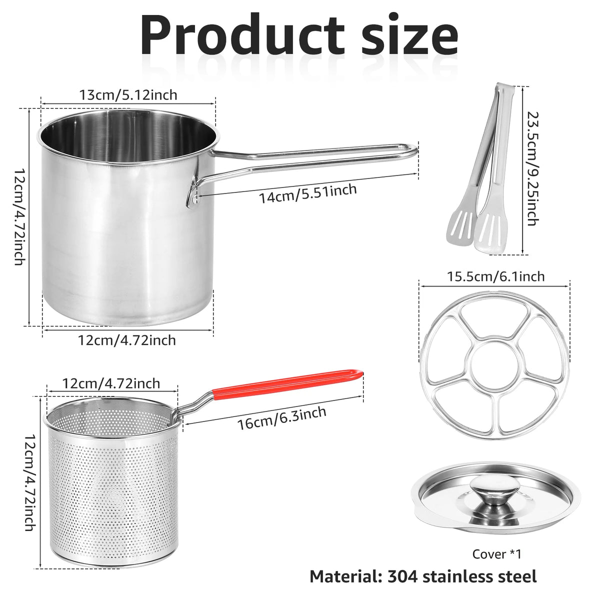 1200ml Stainless Steel Frying Pot with Strainer Basket | Deep Oil Fryer Pot with Anti-Scald Handle