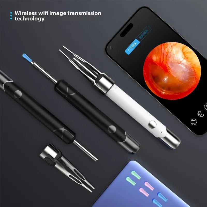 Smart Visual Ear Wax Removal Kit with HD Camera | Wireless Rechargeable Ear Cleaner with Soft Silicone Tips | Mobile App Compatible for Android & iOS