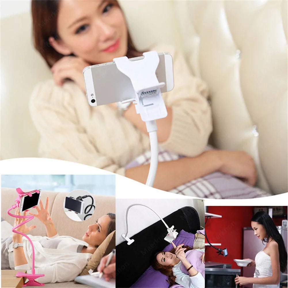 Universal Flexible Phone Stand Holder | Adjustable Snake-Arm Mobile Clip Mount | Hands-Free Phone Holder for Desk, Bed, Dashboard & More