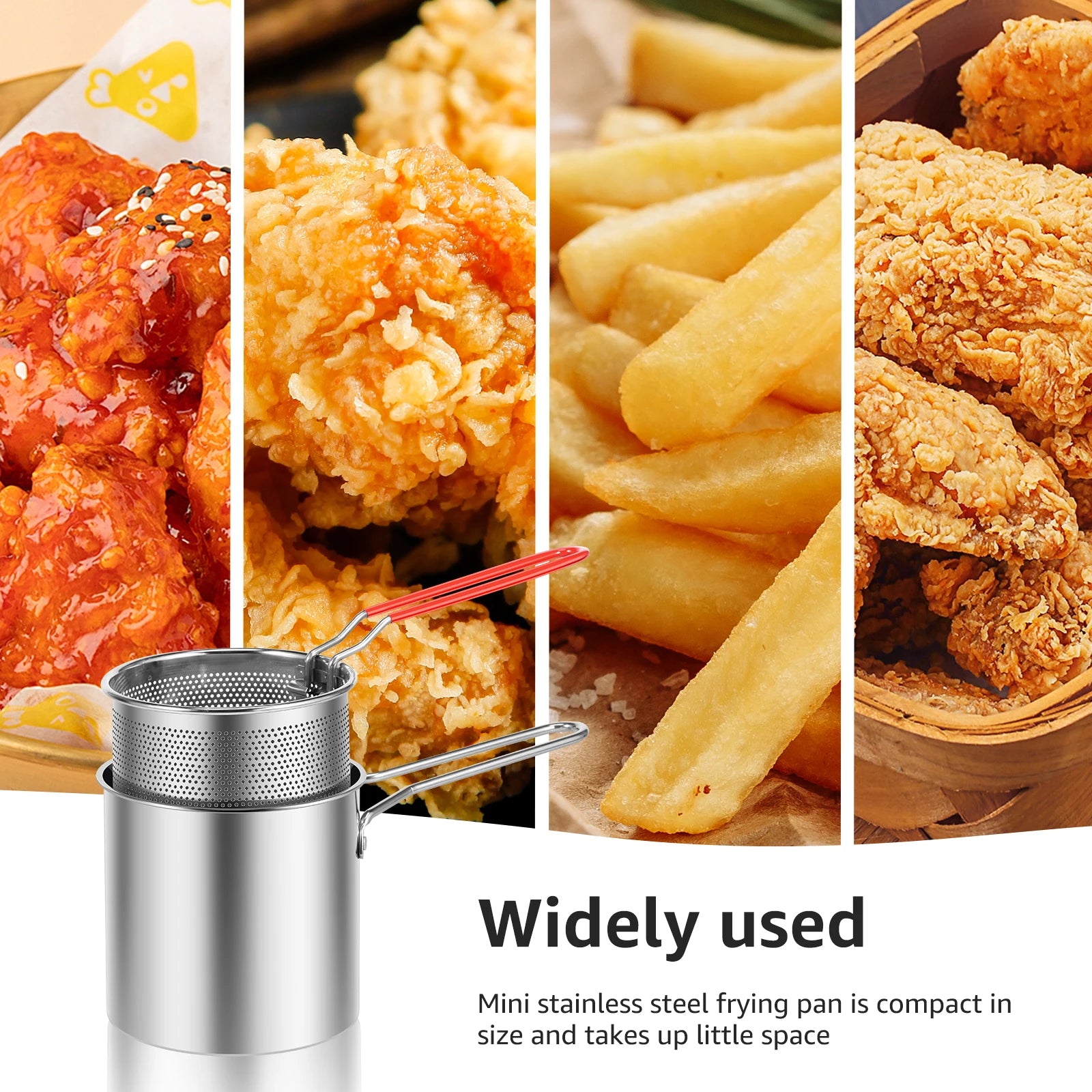 1200ml Stainless Steel Frying Pot with Strainer Basket | Deep Oil Fryer Pot with Anti-Scald Handle