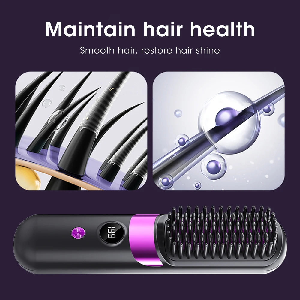 2-in-1 Electric Hair Straightening Brush & Curling Comb | Heated Styling Comb | Anti-Scald Hair Tool